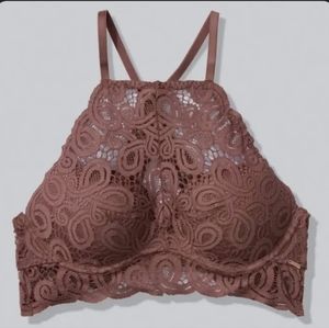 Victorias Secret PINK Lace Pad Push Up Halter High Neck Bralette Bra Small